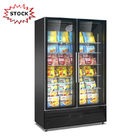 Double full glass door display cooler for energy drink display with high quality made in China