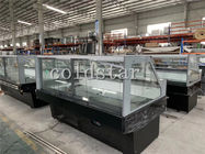 Commercial butcher showcase refrigerator Right angle glass cooked food display chiller