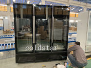 Supermarket meet beef ice cream display 3 glass door upright freezer -22 degrees centigrade