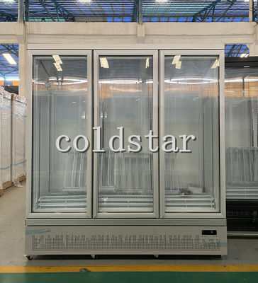 1600L 5 Layer Soft Drink Refrigerator Display Case Glass Door Upright Cooler