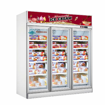 Supermarket 3 doors display refrigerator -22C upright glass door freezer showacase