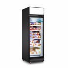 Glass door freezer, merchandise freezer showcase in supermarket