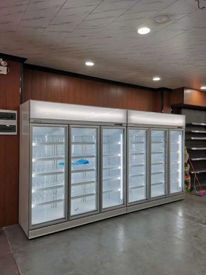 Electric heating glass door vertical supermarket display freezer for ice cream and frozen food