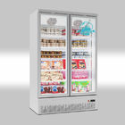 Supermarket Cold Drink Display Refrigerator 2 Glass Doors Upright Freezer