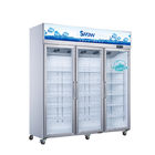 Frozen products upright 1500 liter display freezer with glass door