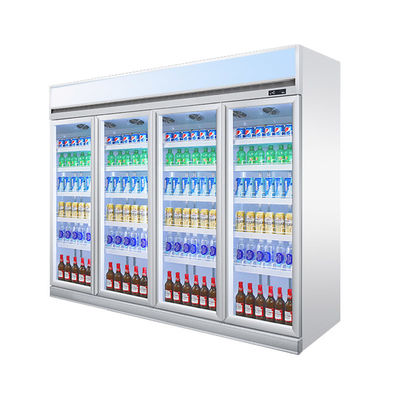 Commercial 4 Doors Upright Beverage Display Refrigerator Glass Door Cooler