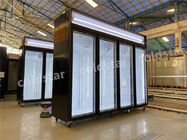 1500L Commercial 4 Glass Doors Beverage Showcase Cooler Upright Display Freezer