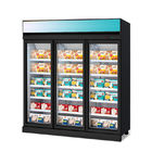 3 Doors Commercial Glass Freezer Frozen Food Display Fridge With Fan Cooling