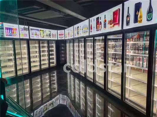 1500L Commercial 4 Glass Doors Beverage Showcase Cooler Upright Display Freezer