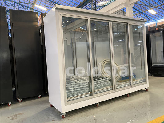 Supermarket Vertical Glass Door Multideck Refrigerated Chiller Showcase