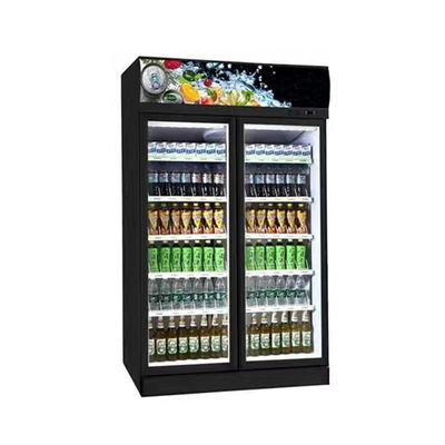 Commercial Drink Milk Chiller Upright Glass Door Display Refrigerator With Digital Controller