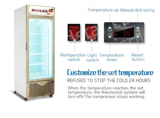 Supermarket Refrigerated Showcase Ice Cream Upright Display Freezer Commercial Glass Door Freezer