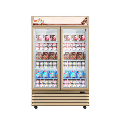 Double Tempered Glass Door Display Cooler Showcase Upright Freezer