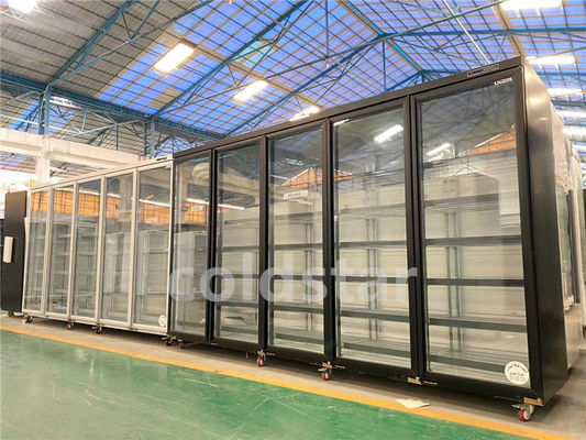 Commercial Fan Cooling -18~-22 Degree Freezer Commercial Movable Display Cabinet 2-6 Door Vertical Freezer