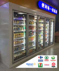 Supermarket Beverage Milk Refrigerated Display Rack Glass Door Cold Storage Room