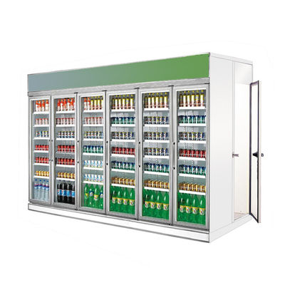 Supermarket Beverage Milk Refrigerated Display Rack Glass Door Cold Storage Room