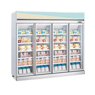 Commercial Low Temperature Seafood Meat Vertical Glass Door Display Freezer