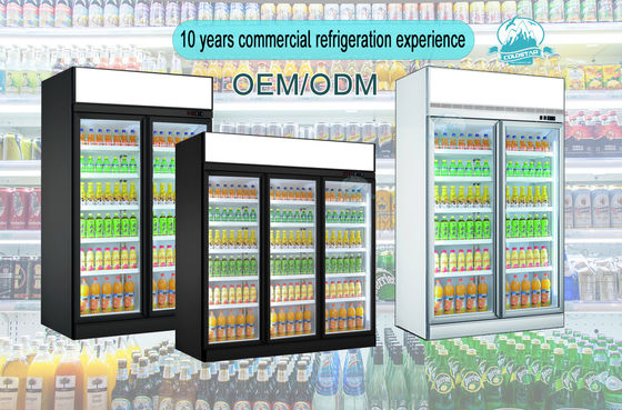 Custom 1 2 3 4 Doors Supermarket Display Beer Milk Beverage Bottle Cooler