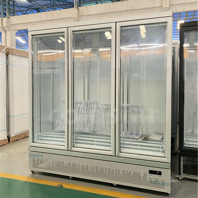 Supermarket Display Counter Commercial Refrigerator Upright Display Glass Door Fridge