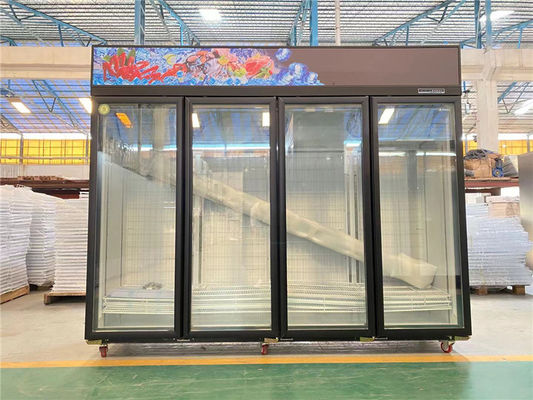 Supermarket Frozen Food 4 Glass Door Industrial Upright Freezer Showcase