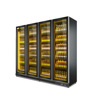 Drinks Beer Auto Defrost 4 Doors Cooler Commercial Display Fridge With 4 Wheels