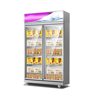 1000L Glass Door Display Showcase Upright Freezer With Fan Cooling System