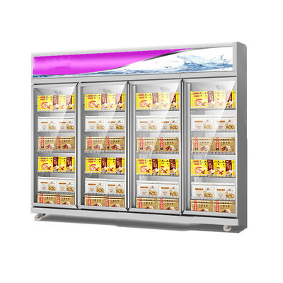 Supermarket Frozen Food 4 Glass Door Industrial Upright Freezer Showcase