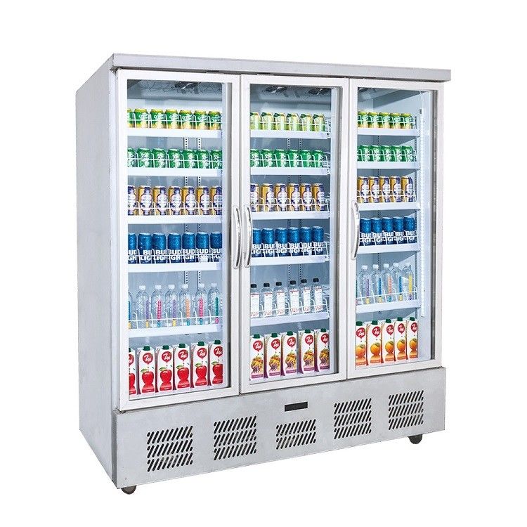 Led Lighting Commercial Beverage Refrigerator , 3 Door Display Cooler