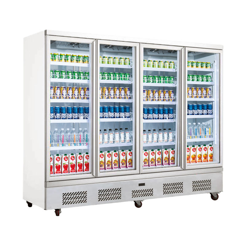 Bottom Mount Commercial Beverage Refrigerator , 4 Doors Display Freezer