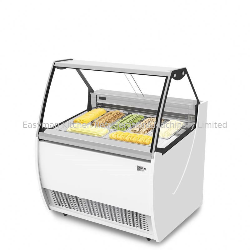 4 Pans Ice Cream Showcase Freezer , Single Row Fan Cooling Gelato Display Cooler