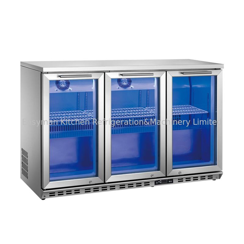 Stainless Steel bar display fridge Built-in 3 Glass Door Back bar Cooler