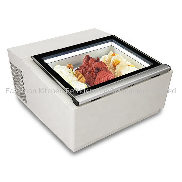 Small Desktop Ice Cream Showcase Square Glass Display Freezer for Hotel