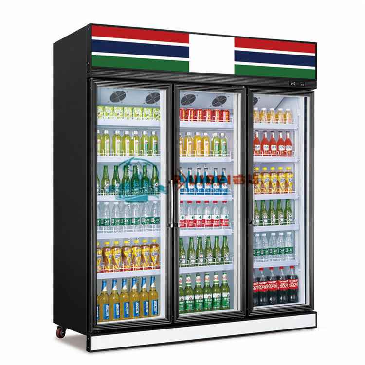 Commercial supermarket cooler cold drinks display fridge glass door vertical refrigerator freezer