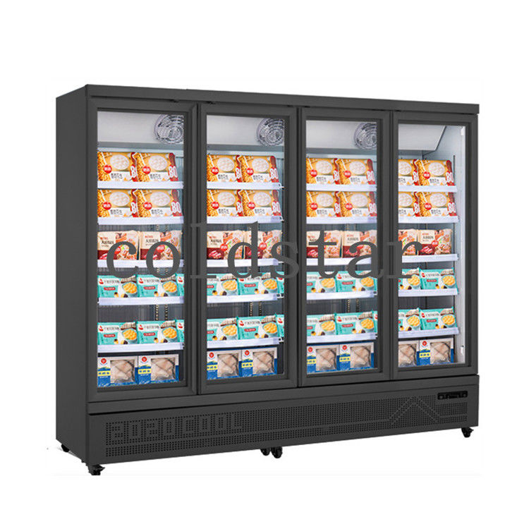 Embraco Compressor -22 Degree Upright Glass Door Freezer 2000L For Ice Cream