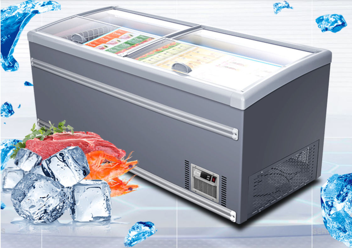 Hot Sale Supermarket Refrigeration Aht type Glass Island Icecream Freezer with certificate