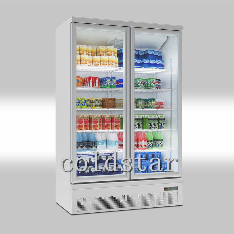 Double Glass Door Refrigerator Freezer Energy Drinks Display Cooler