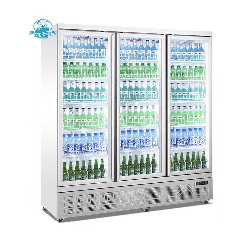 Factory price 3 glass doors beverage upright cooler display fridge refrigerator freezer