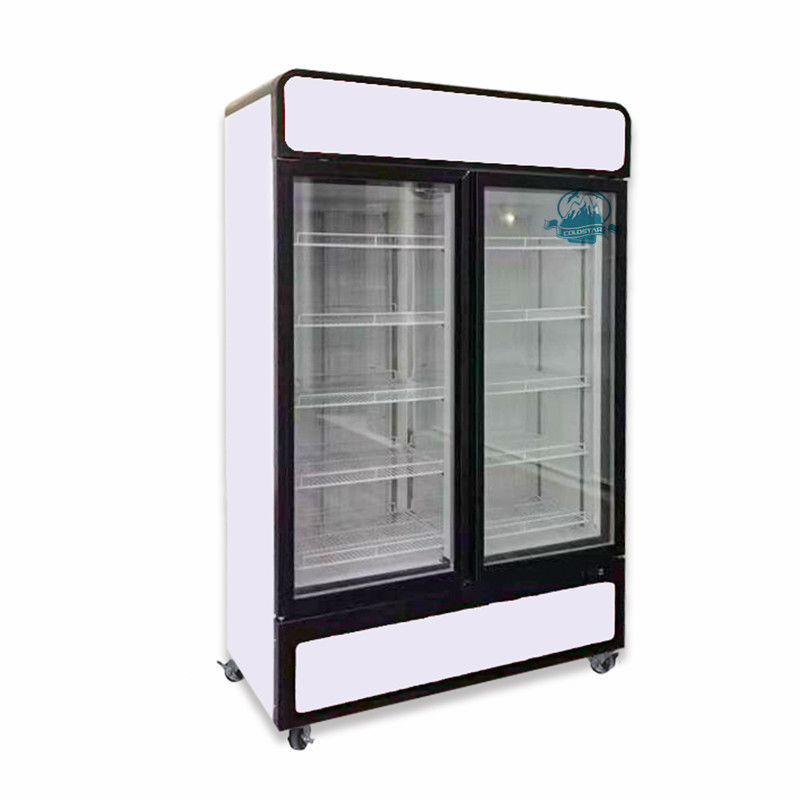 Supermarket Vertical Ice Cream Refrigerator Glass Door Meat Display Freezer