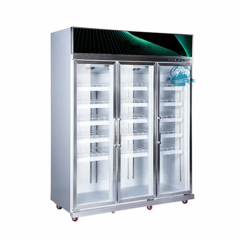 Electric heating glass door vertical supermarket display freezer for ice cream and frozen food
