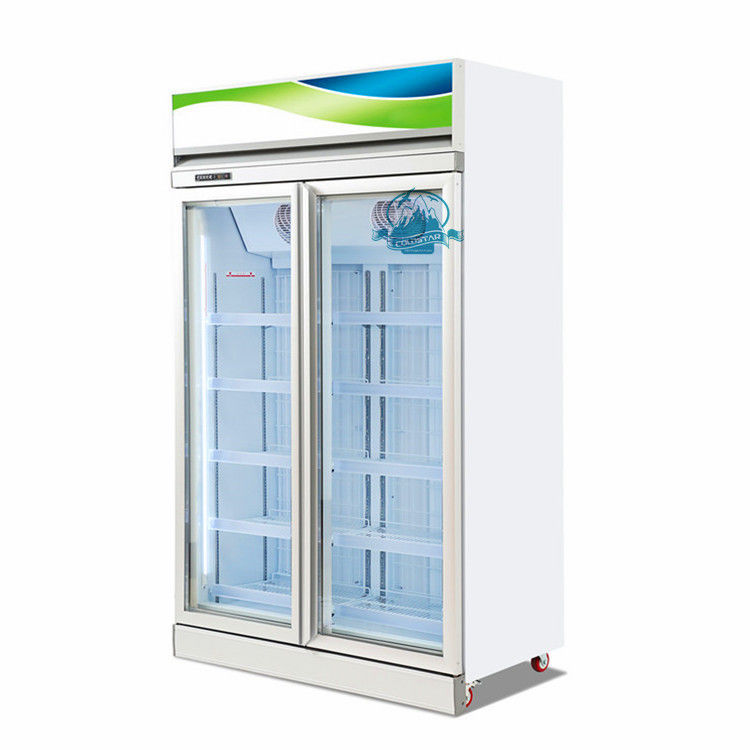 Supermarket double door upright freezer glass door display refrigerator freezer
