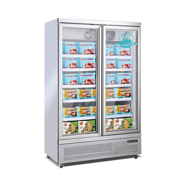 Digital Control Commercial Freezer Glass Door Fan Cooling Deep Freezer Display Frozen Food And Ice Cream