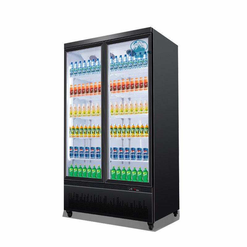 2 glass doors commercial upright beverage display cooler refrigerator