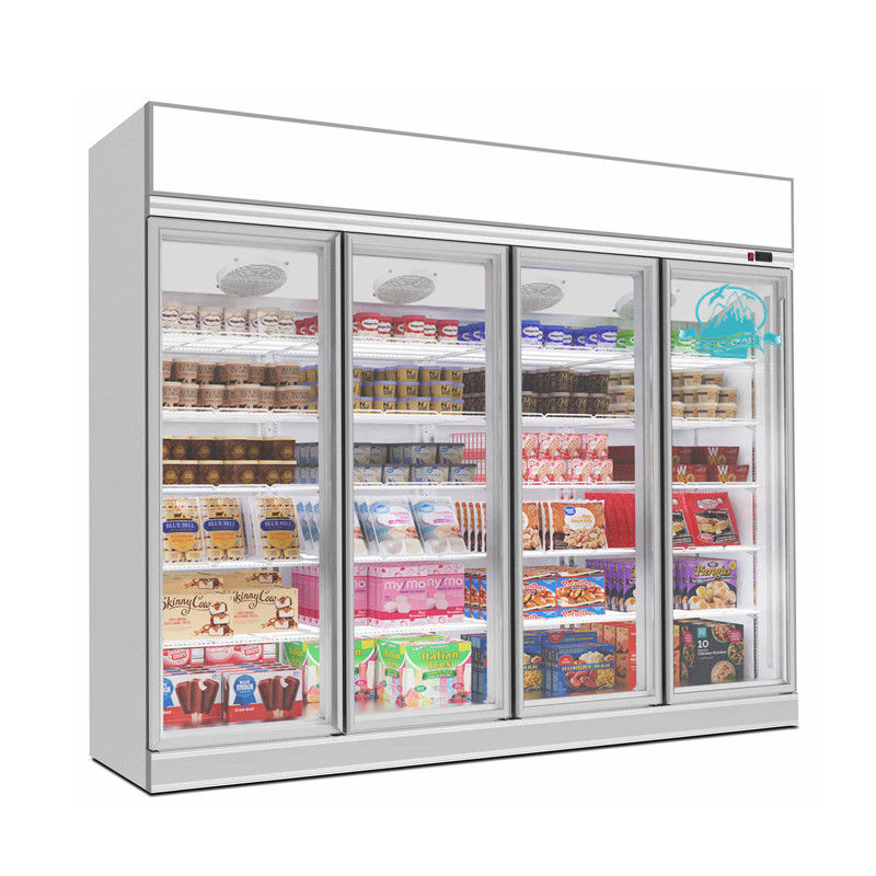 2000L Commercial Supermarket 4 Doors Glass Upright Freezer
