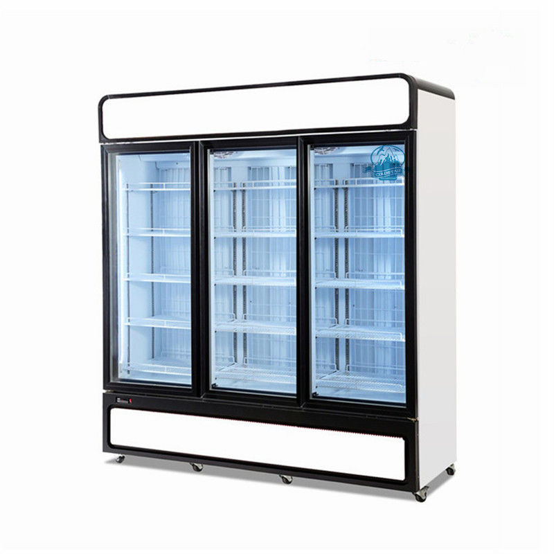 Supermarket frozen food 3 glass door industrial upright freezer