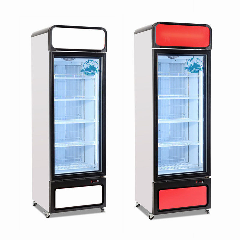 450L Commercial Single Glass Door Beverage Showcase Cooler Upright Display Freezer