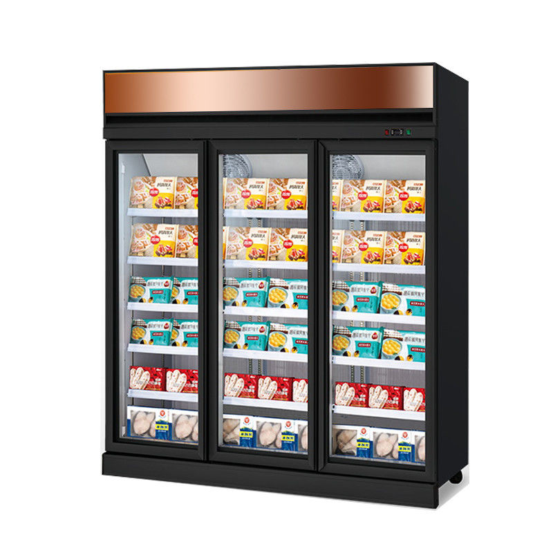 Supermarket Upright Glass Door Air Cooled Freezer Showcase