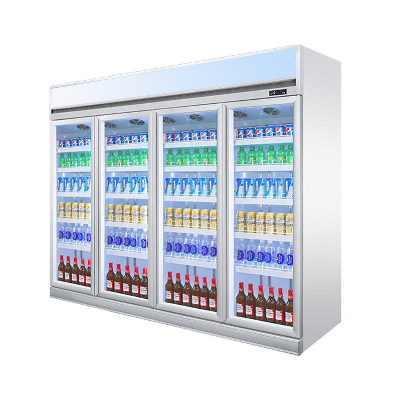 Commercial 4 Doors Upright Beverage Display Refrigerator Glass Door Cooler