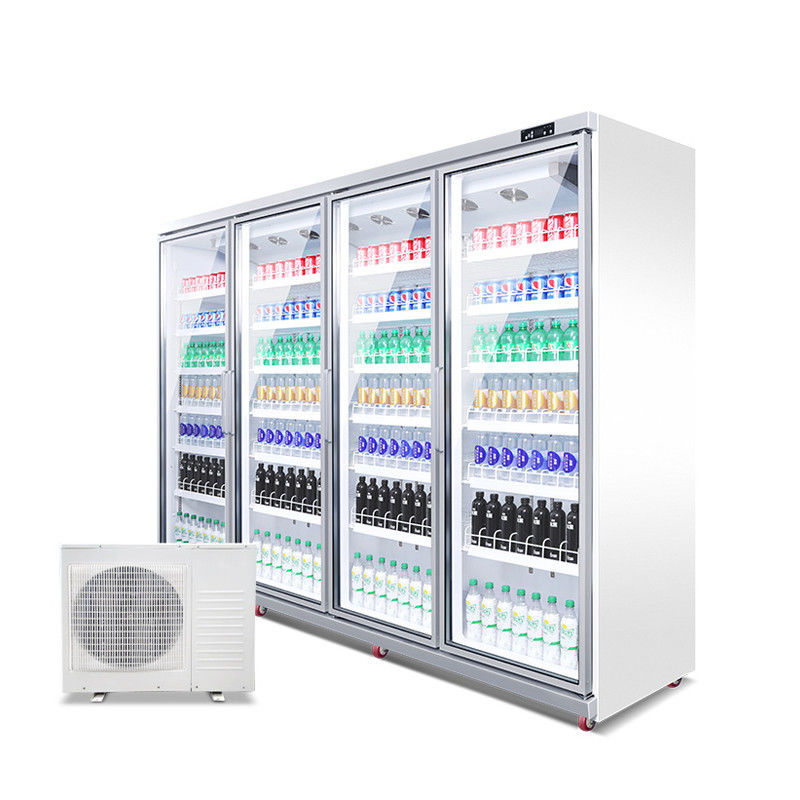 With remote system Vertical glass door display showcase supermarket drink chiller refrigerator