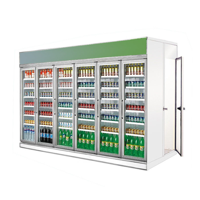 Supermarket Beverage Milk Refrigerated Display Rack Glass Door Cold Storage Room