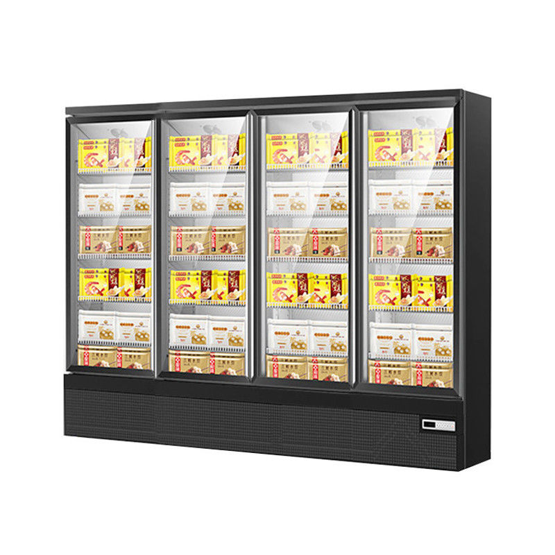 Supermarket Frozen Food Display Case Upright Fan Cooling Ice Cream Freezer
